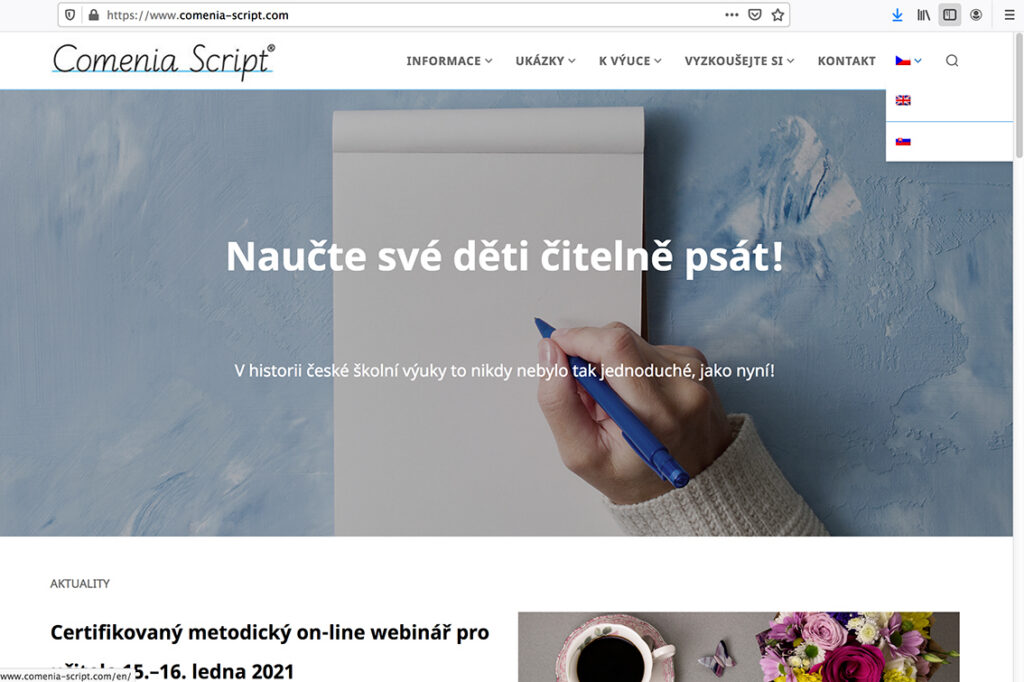 Comenia Script – nový web