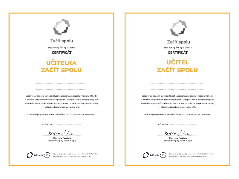 CERTIFIKÁT UČITEL*KA ZAČÍT SPOLU