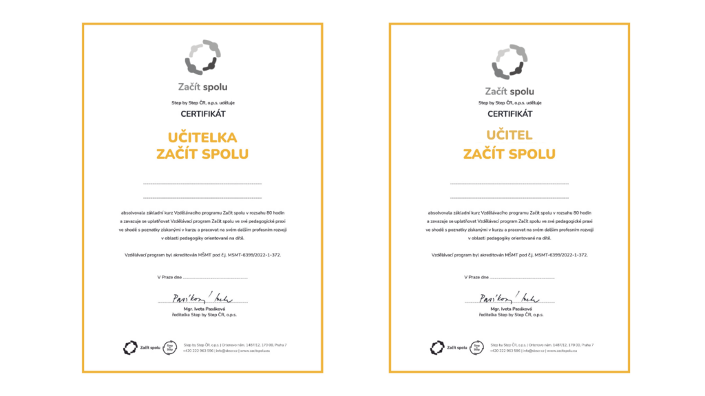 CERTIFIKÁT UČITEL*KA ZAČÍT SPOLU