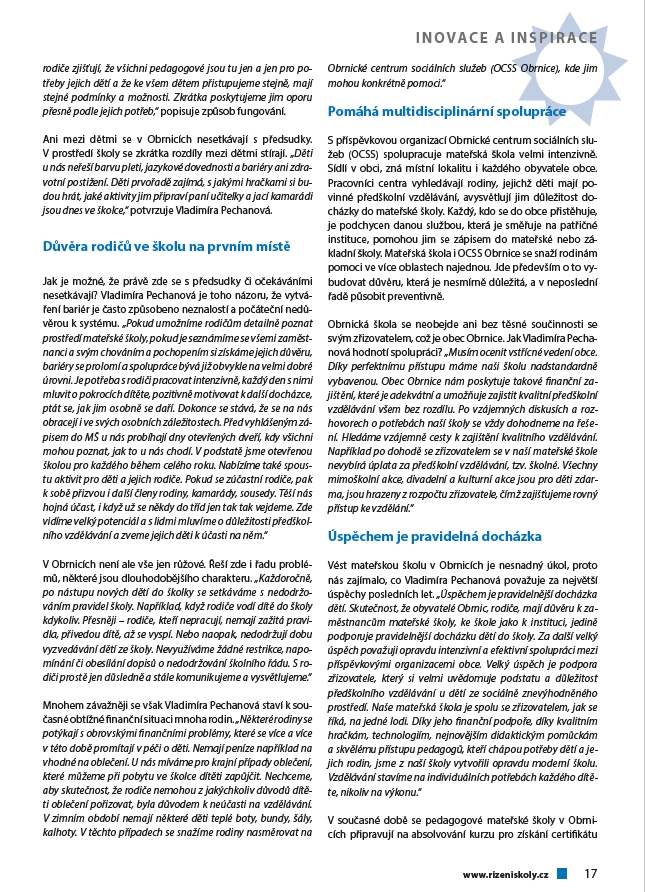 MŠ Obrnice oceněná za integraci